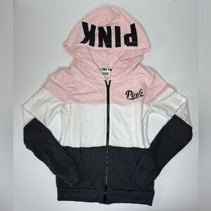 PINK Victoria’s Secret Colorblock Zip Hoodie – Size XS